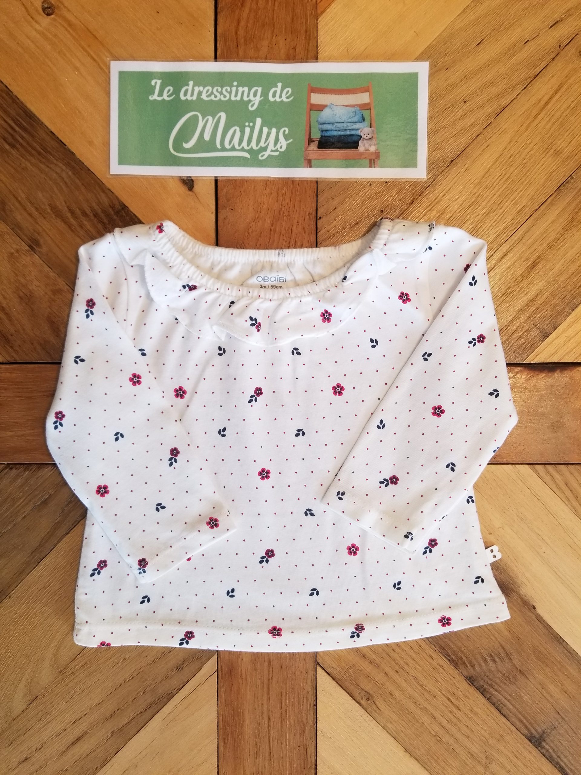 T-shirt manches longues avec col 3 mois Obaïbi