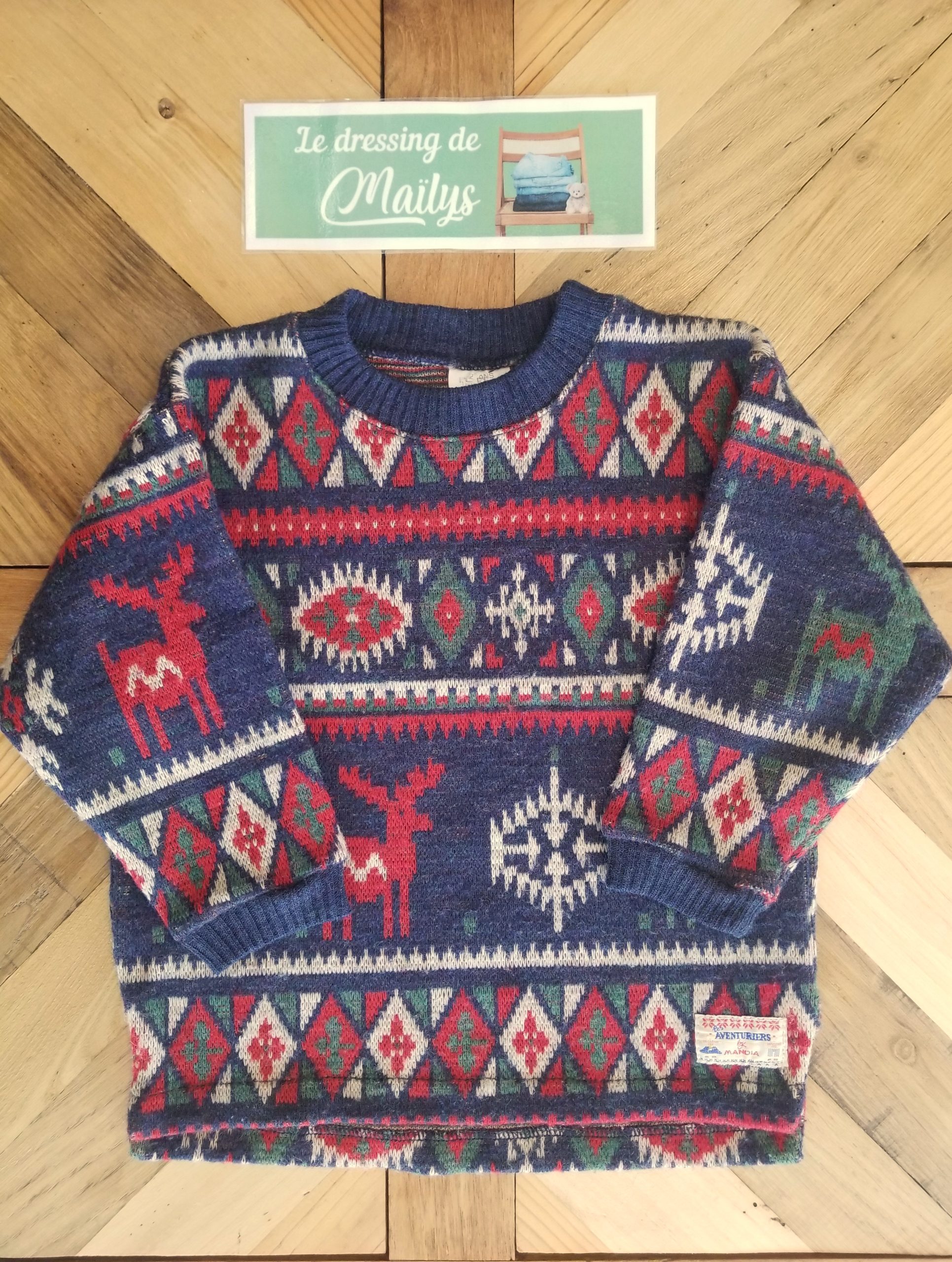 Pull de Noël vintage 24 mois Les Aventuriers by Mandia