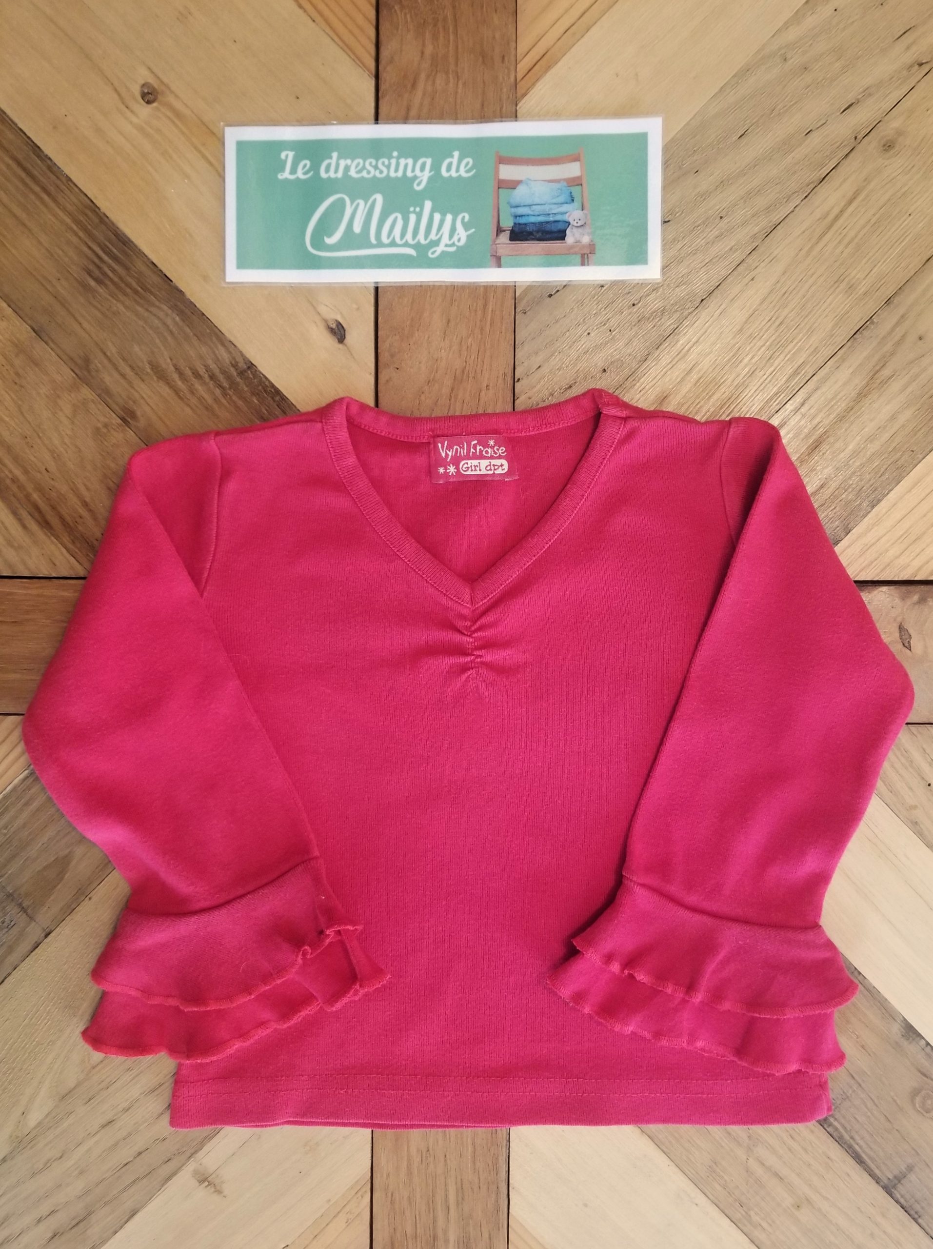 T-shirt manches longues 3 ans Vynil Fraise
