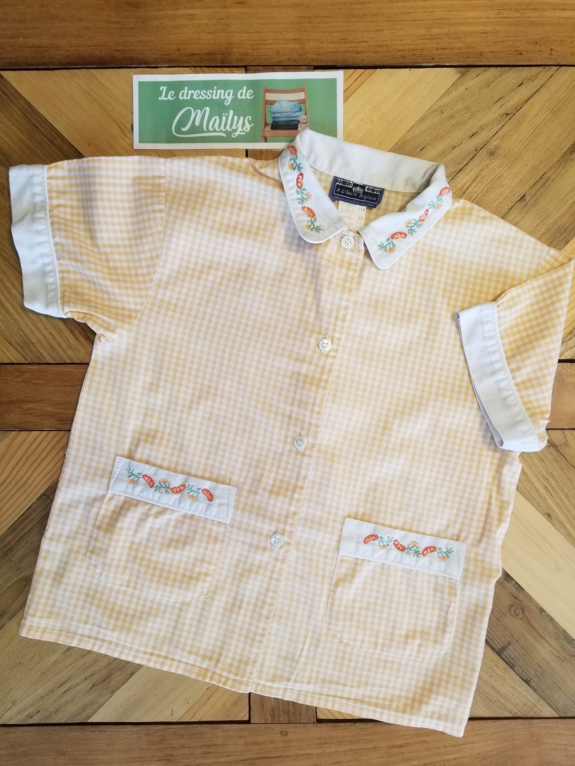 Chemise manches courtes vintage 10-12 ans A l'Heure Anglaise