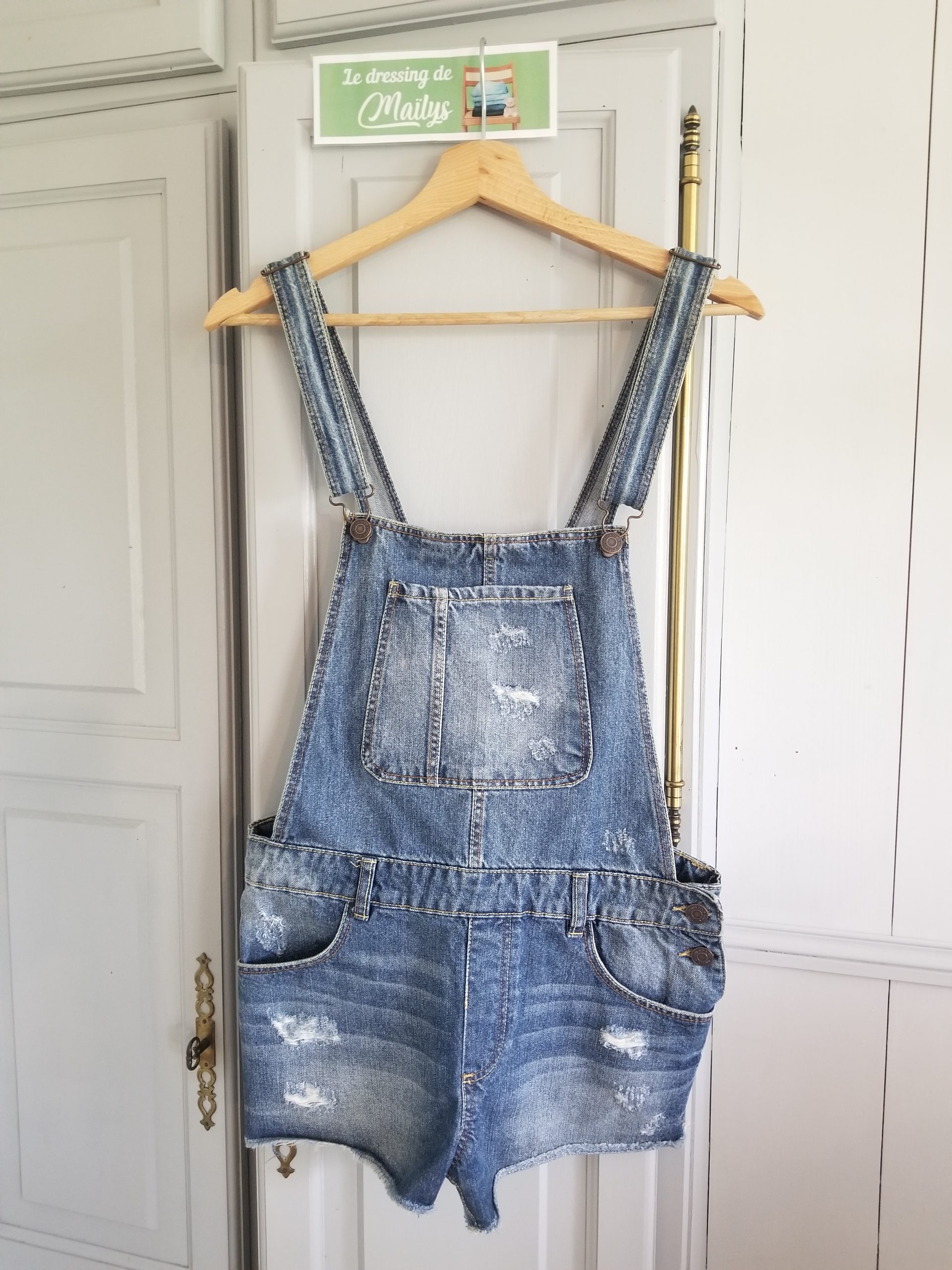 Salopette short jean T38 Bershka