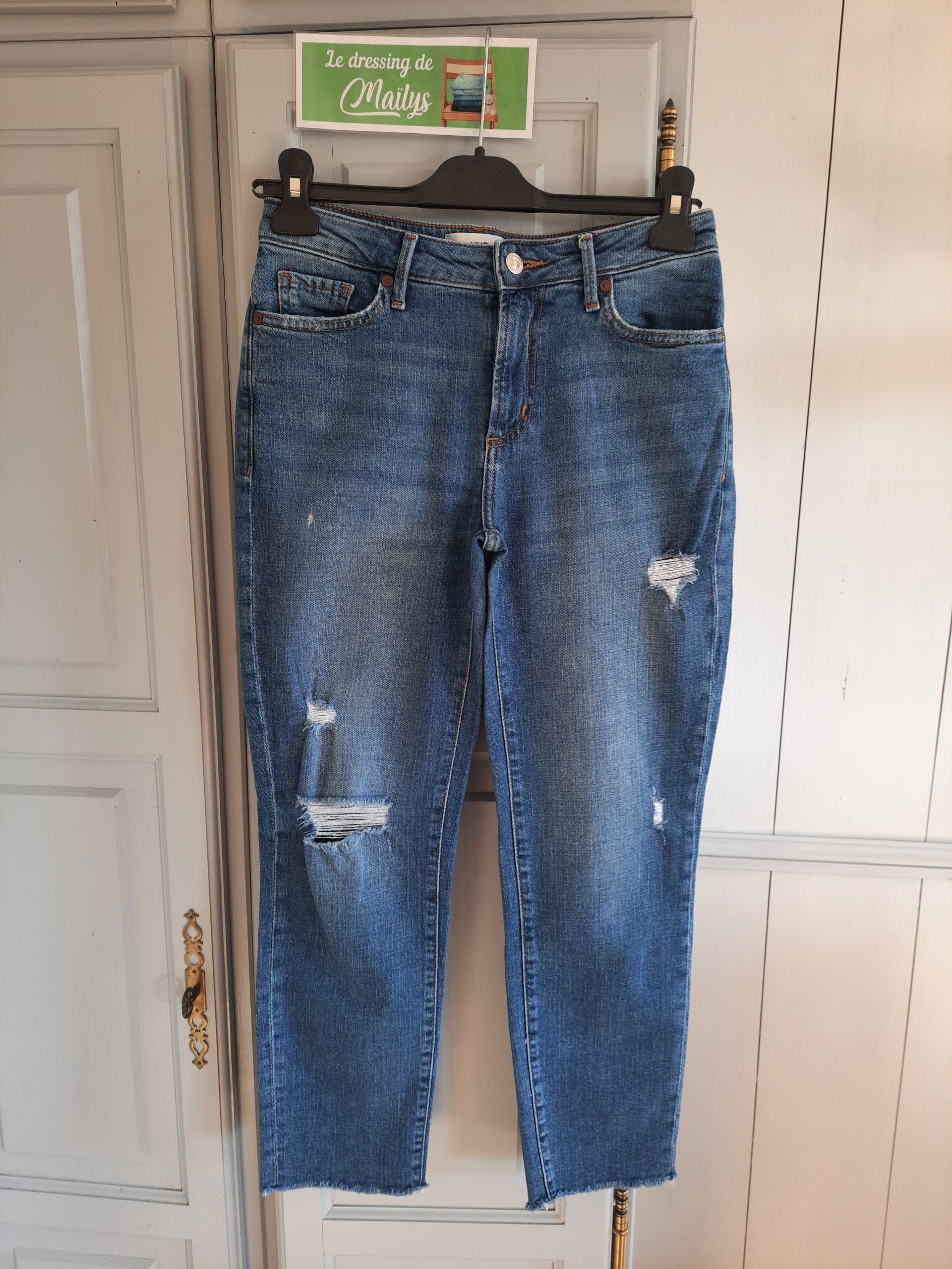 Pantalon jean mom T36 Mango
